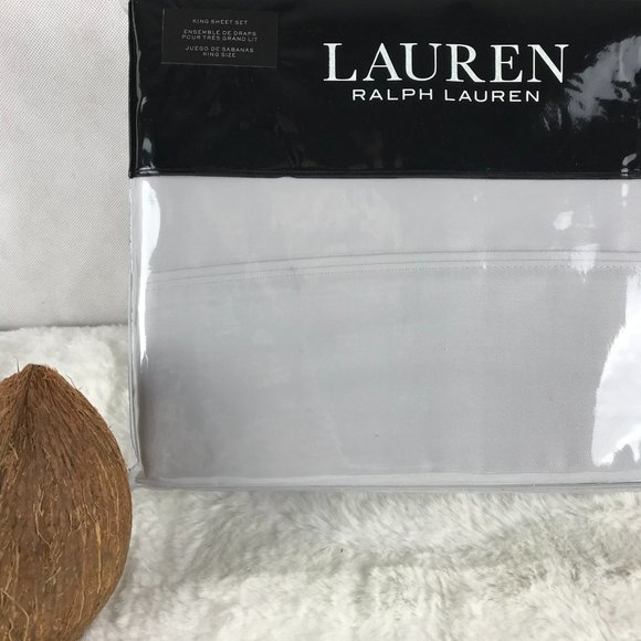 RALPH LAUREN Sateen KING Sheet Set Opal Gray NWT - Picture 2 of 4